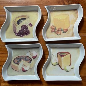 Ceramic cheese plate set of 4